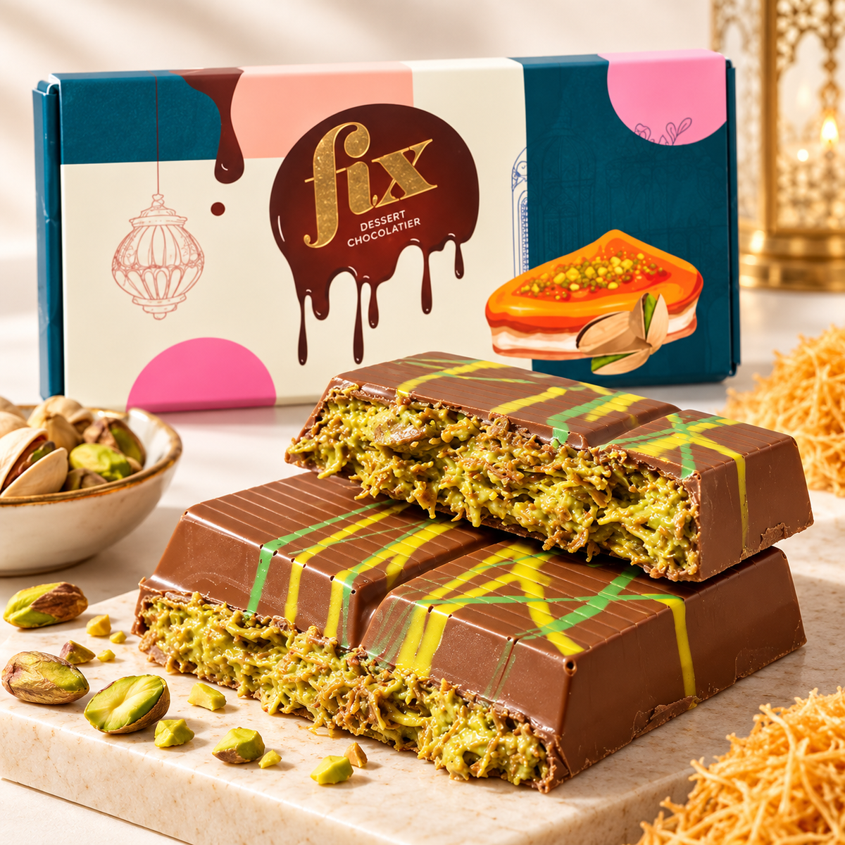 FIX Chocolate Bar – Pistachio Kunafa Milk Chocolate