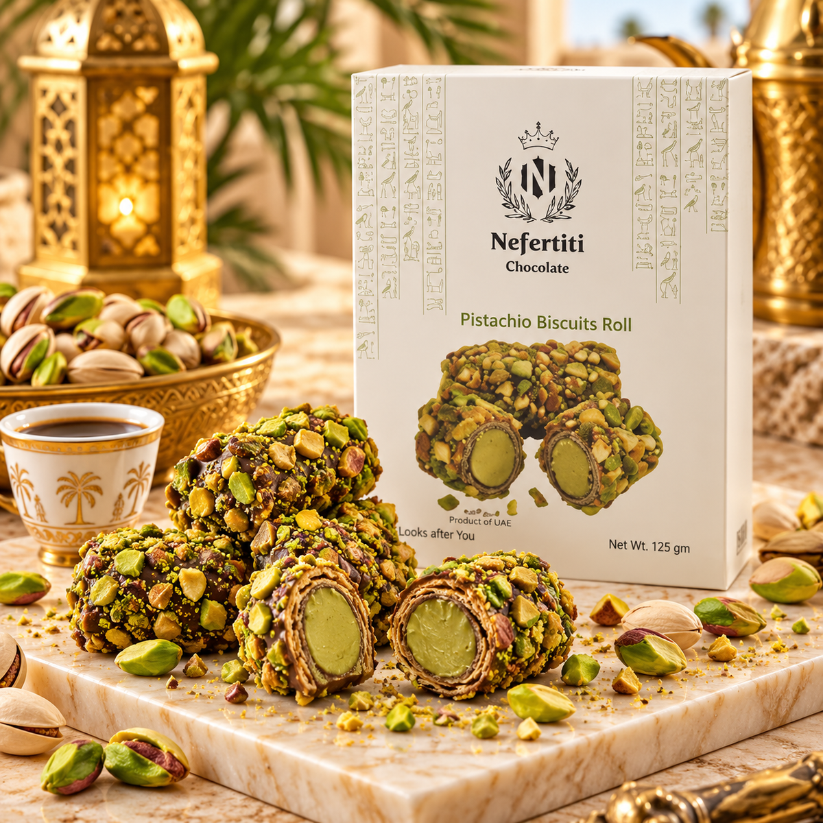Nefertiti – Pistachio Biscuit Roll